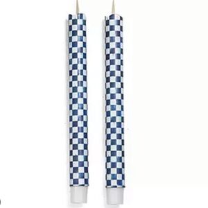 Mackenzie-Childs Royal Check Flicker Taper Candles Set of Two. New in Box!